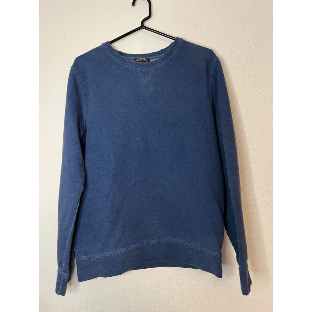 APC Sweater Mens Medium Blue Pullover Rue Madame Paris Crew Neck Sweatshirt